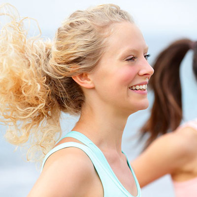 young woman running